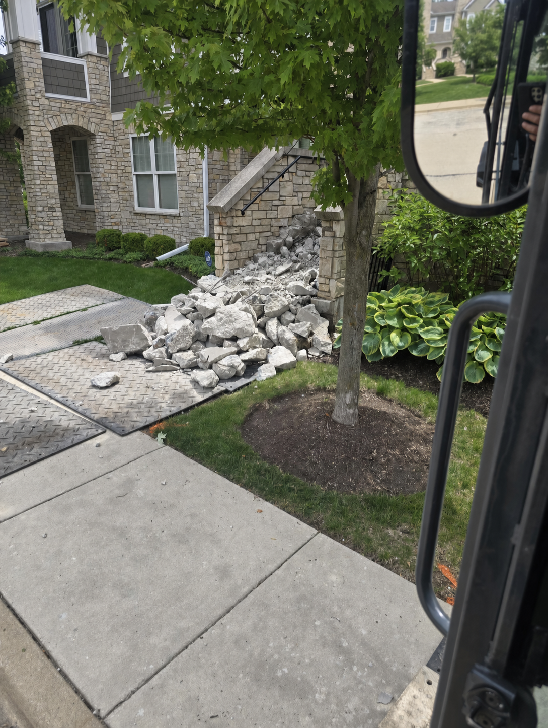 Hamptons of Hinsdale concrete and masonry restoration in progress